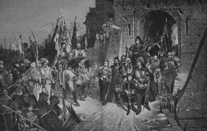 Agnes von Zesyma-Rosenberg surrenders her father's castle to the Hussite commander Prokop the Great