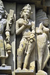 Agnidev and apsara on wall of vishvanath temple Khajuraho madhya pradesh india