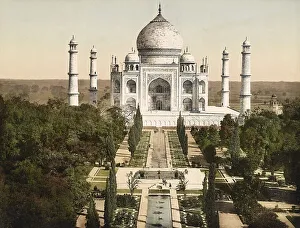 Agra. Taj Mahal, India, digitally restored reproduction from a 19th century original