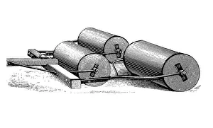 Agricultural implements and machines 1890: Three-part smooth roller