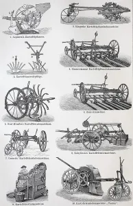 Agriculture, various machines for the cultivation and harvesting of potatoes