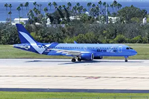 An Airbus A220-300 aircraft of Breeze Airways with the registration number N206BZ at Tampa Airport