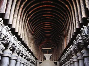 At the Ajanta Caves, the buddhist cave monuments in India