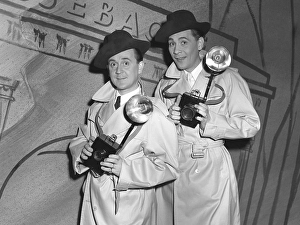 Ake Soederblom, 1910-1965, Swedish actor here on a revue stage with his fellow actor Egon Larsson