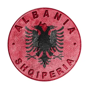 Albania Flag Button with Map, Retro Style