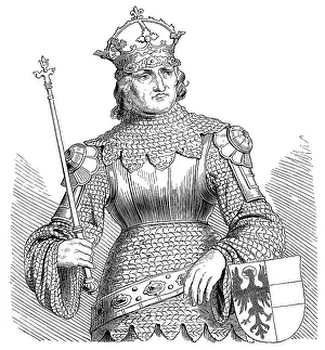 Albrecht I, 1255 - 1308, historical illustration from Bildnisse der Deutschen Koenige und Kaiser