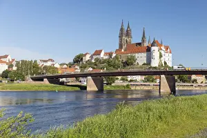 Albrechtsburg Castle and Cathedral with Elbe River and old Elbe Bridge