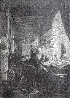 Alchemist in his laboratory, around 1800