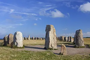 Ales stones, Ales stenar, megalithic oval stone monument representing a stone ship