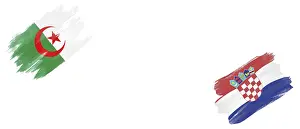 Algeria and Croatia Flags on White Background