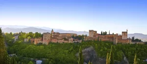 Alhambra sunrise light in Granada of Spain view from Albaicin
