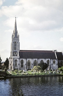 All Saints Church and Cemetery on the River Thames, Marlow, Buckinghamshire, England, UK 17 April 1960