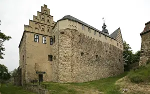 Allstedt b Sangerhausen castle core castle 5651 south-west corner left west wing with stepped gable right south defence