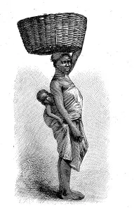 Almond seller with infant on his back