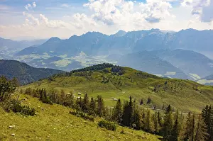 Category Mountain Landscapes Prints: Alpbichlalm with views of the Lammertal and Tennengebirge mountains