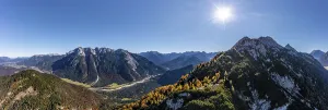 Alpine panorama, aerial view, autumn