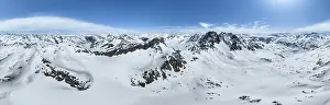 Category Mountain Landscapes Prints: Alpine panorama, aerial view in winter