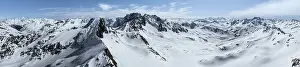 Category Mountain Landscapes Prints: Alpine panorama, aerial view in winter