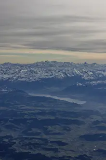 Alpine panorama in the Bernese Oberland at dusk