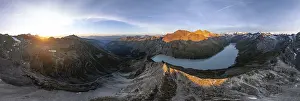Alpine panorama at Lac de Dix, sunset in the mountains