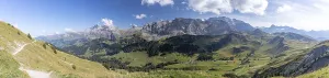 Alpine panorama, mountain range with First