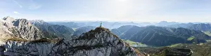 Alpine panorama, Seehorn peak, hiking trail along a ridge