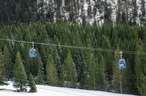 Alpine transportation vehicles on cableway