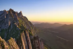 Alpstein mountains with ridge in the evening light
