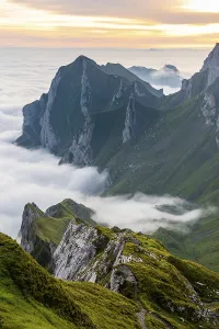 Category Mountain Landscapes Prints: Alpstein, valley of Meglisalp at sunrise