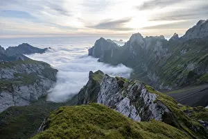 Alpstein, valley of Meglisalp at sunrise