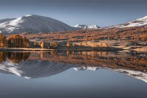 Altai Mountains reflected in the Khoton Lake