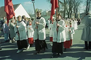 Altar boy first communion, procession