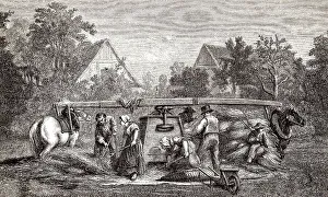Alte Dreschmaschine, 19. Jahrhundert