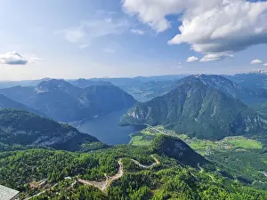 Amazing mountains panorama from 5 Fingers viewing platform above Hallstatt village
