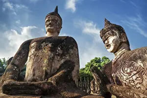 Amazing view of mythology and religious statues at Wat Xieng Khuan Buddha park
