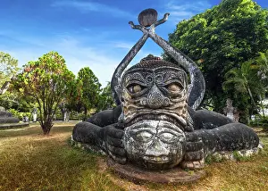 Amazing view of mythology and religious statues at Wat Xieng Khuan Buddha park