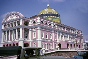 The Amazonas Theatre, built in 1895, Teatro Amazonas, historic opera house, Manaus, Brazil 1962 Architect Celestial Sacardim Architecture from the Belle Epoque of the nineteenth-century rubber industry