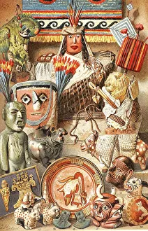 American antiquities I, an illustration from Meyers Konversations-Lexikon