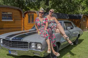 American vintage Buick with two woman