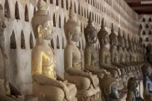 Ancient Buddha statues in the courtyard of Wat Si Saket