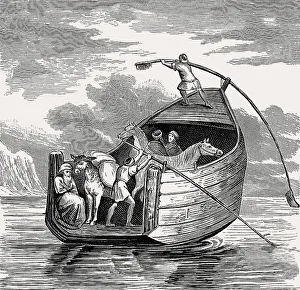 Ancient ferry on the Euphrates, Mesopotamia