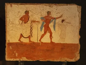 Ancient frescoes in the tomb of the diver