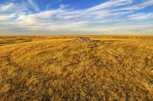 The ancient Majorville Medicine Wheel archaeological site in southeastern Alberta