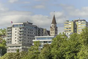 Ancient and modern architecture in city in Switzerland