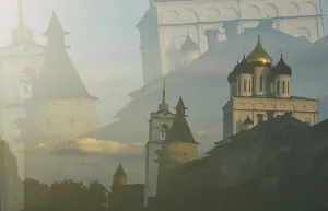 Ancient Pskov Kremlin cathedral in Russia