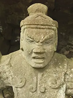 Framed Print : Ancient sculpture of warrior deity close-up of ancient sculpture of warrior deity near old Japanese Shinto temple Framed Print : Ancient sculpture of warrior deity close-up of ancient sculpture of warrior deity near old Japanese Shinto temple