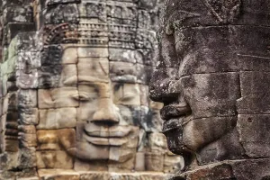 Ancient stone faces of Bayon temple