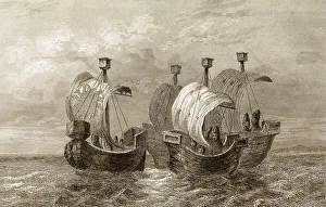 Angelsaechsische Segelboote, 14. Jahrhundert
