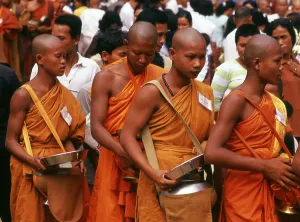 Angkor Thom is located one mile north of Angkor Wat
