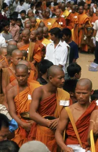 Angkor Thom is located one mile north of Angkor Wat
